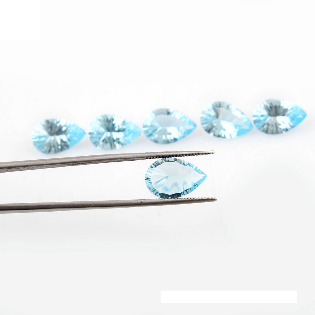 Pear Shape Blue Topaz Faceted Loose Gemstone
