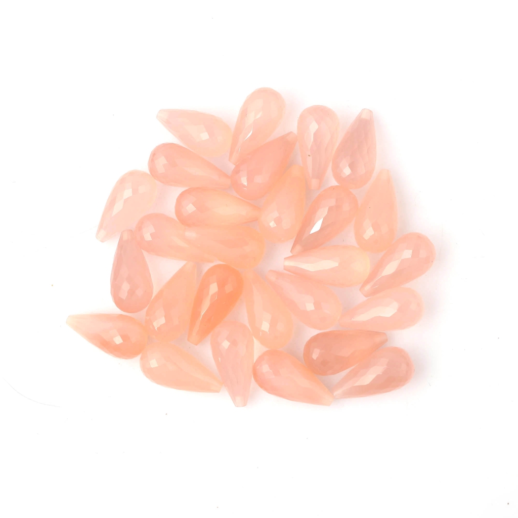 Natural Rose Quartz Faceted Teardrop Shape Briolette Cut Loose Gemstone
