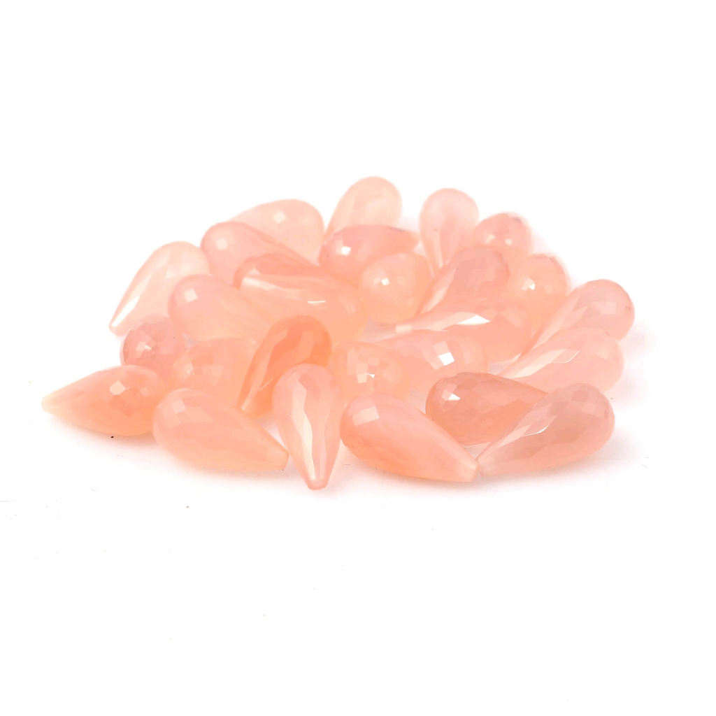 Natural Rose Quartz Faceted Teardrop Shape Briolette Cut Loose Gemstone