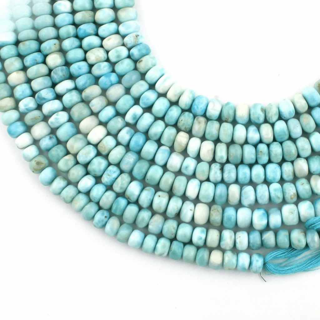 Round 7-9mm Natural Plain Larimar Handmade 8 Strands Beads