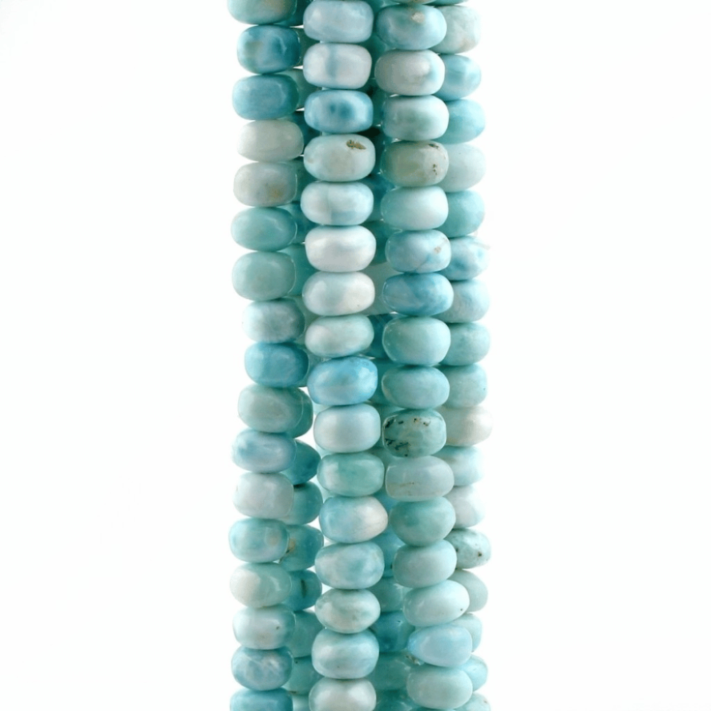 Round 7-9mm Natural Plain Larimar Handmade 8 Strands Beads