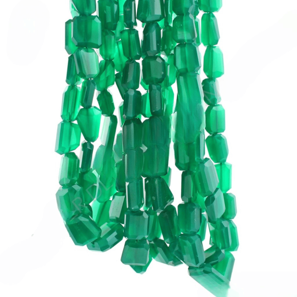 Green Onyx Faceted Tumble Handmade Beads For Jewelry Making