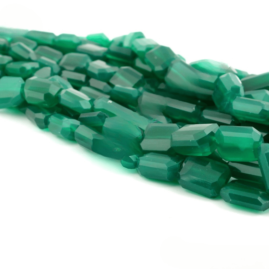 Green Onyx Faceted Tumble Handmade Beads For Jewelry Making