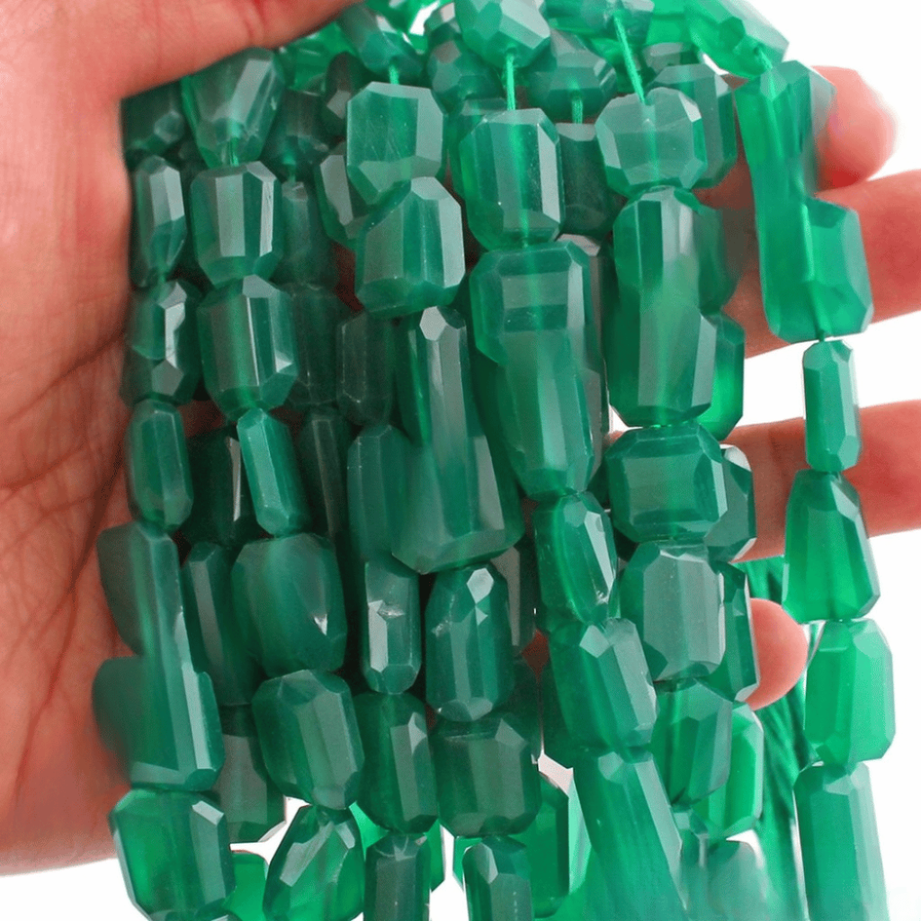 Green Onyx Faceted Tumble Handmade Beads For Jewelry Making