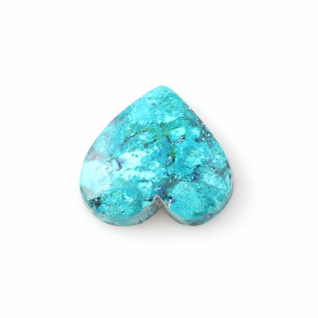 Natural Shattuckite Chrysocolla Gemstone, Heart Shape 22.8 Ct.