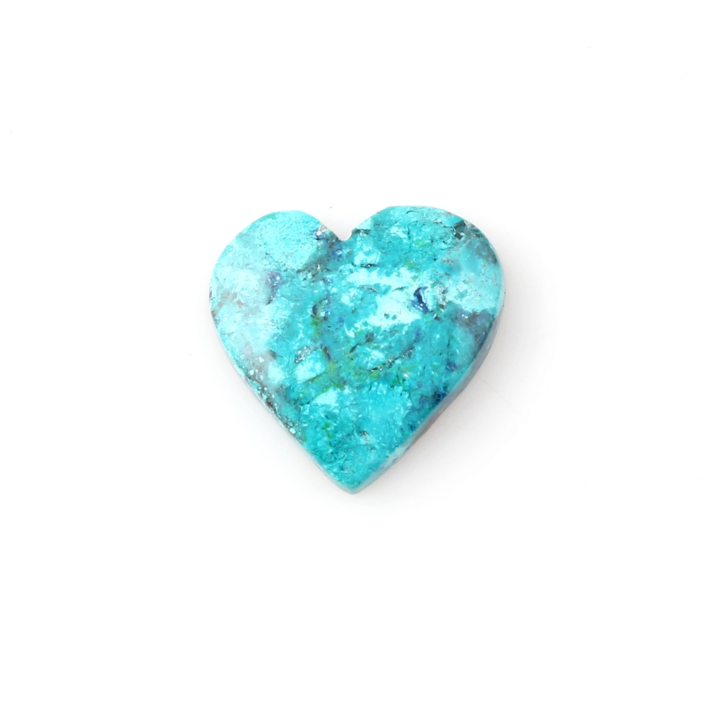 Natural Shattuckite Chrysocolla Gemstone, Heart Shape 22.8 Ct.