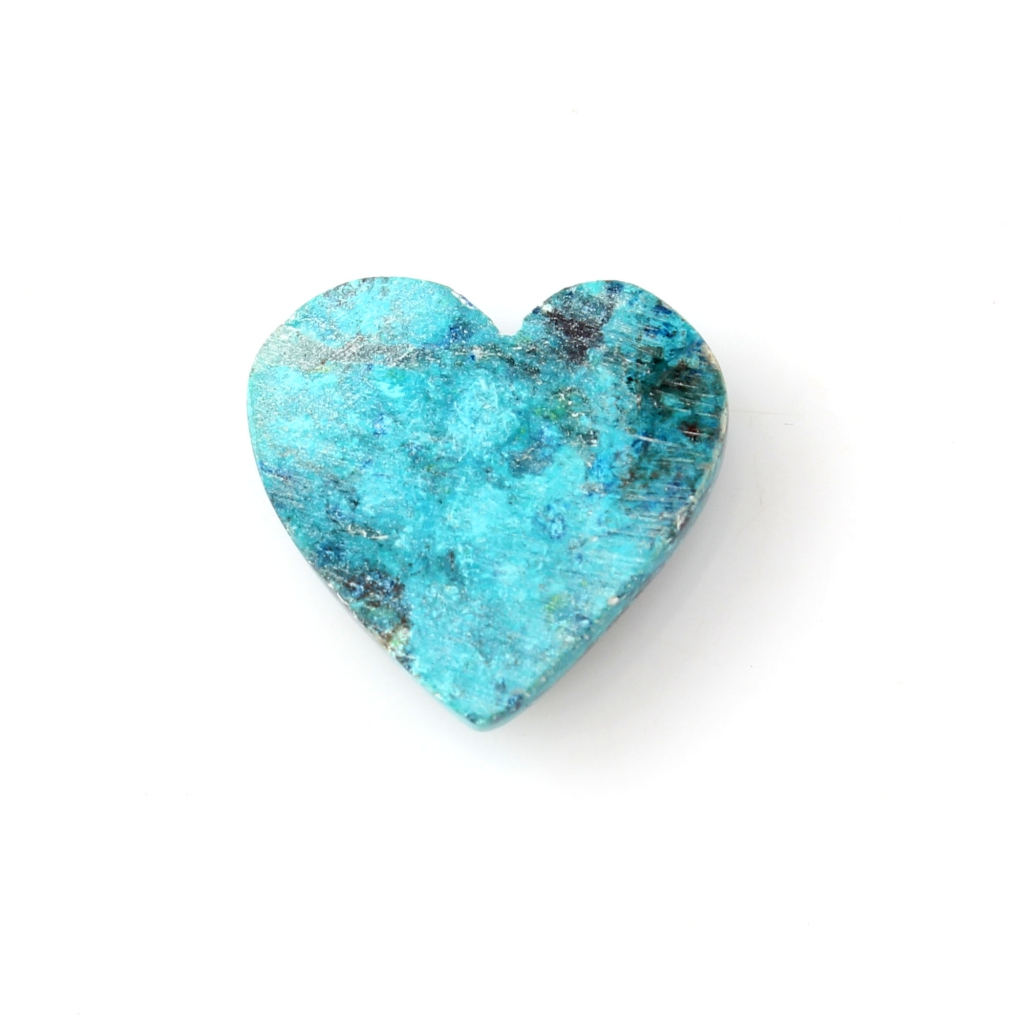 Natural Shattuckite Chrysocolla Gemstone, Heart Shape 22.8 Ct.