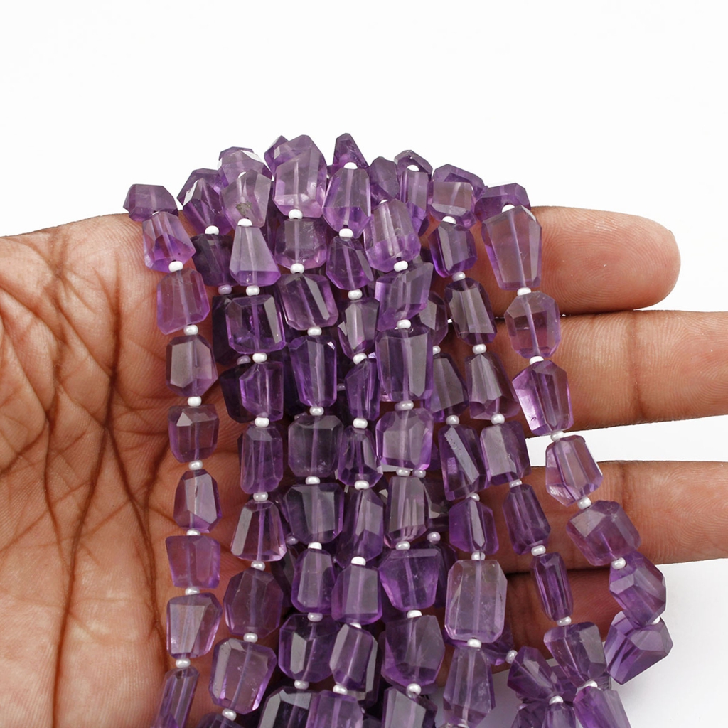 Natural Amethyst handmade faceted Tumbles shape Gemstone Beads 7-15mm 867Carats