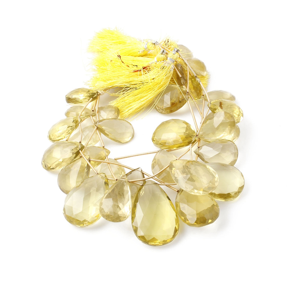 Natural Lemon Quartz Handmade 21-41.5mm Pear Shape Gemstone Beads Jewelry, Lemon Quartz Beads