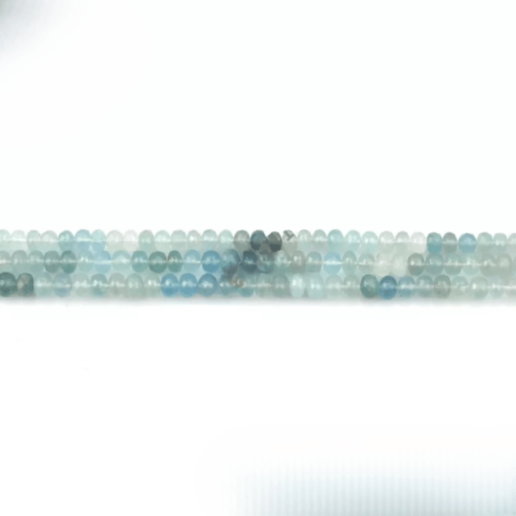 Natural Aquamarine Beaded Necklace, Round Shape, 6-8mm Beads Mala