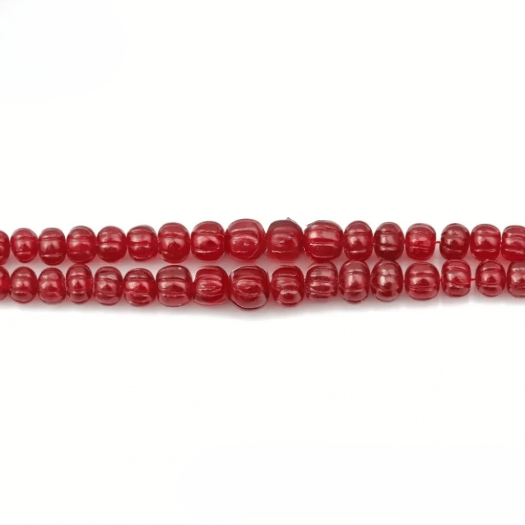 Imitation Ruby Melon Shape Beaded Necklace 5.5 x 13 mm Approx.
