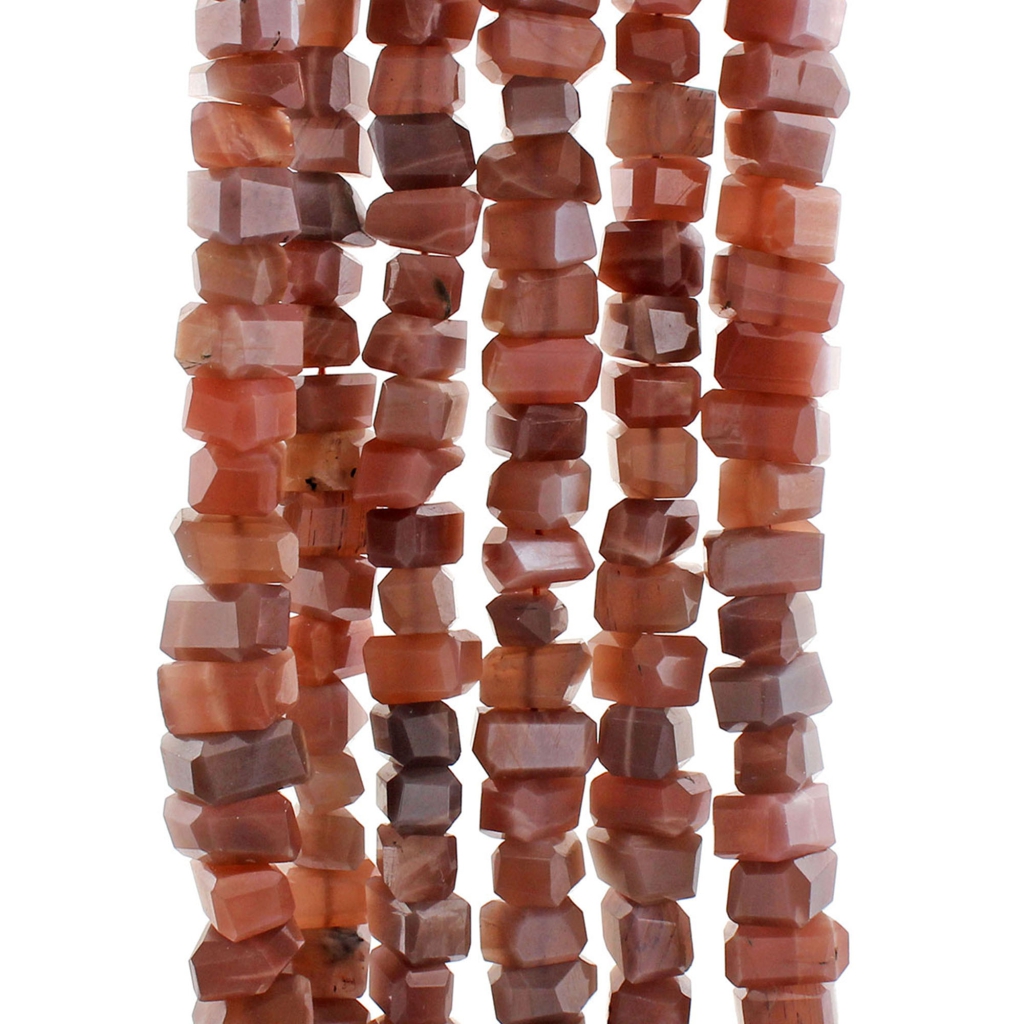 Natural Chocolate Moonstone Faceted Tumble 7-10mm Handmade Beads