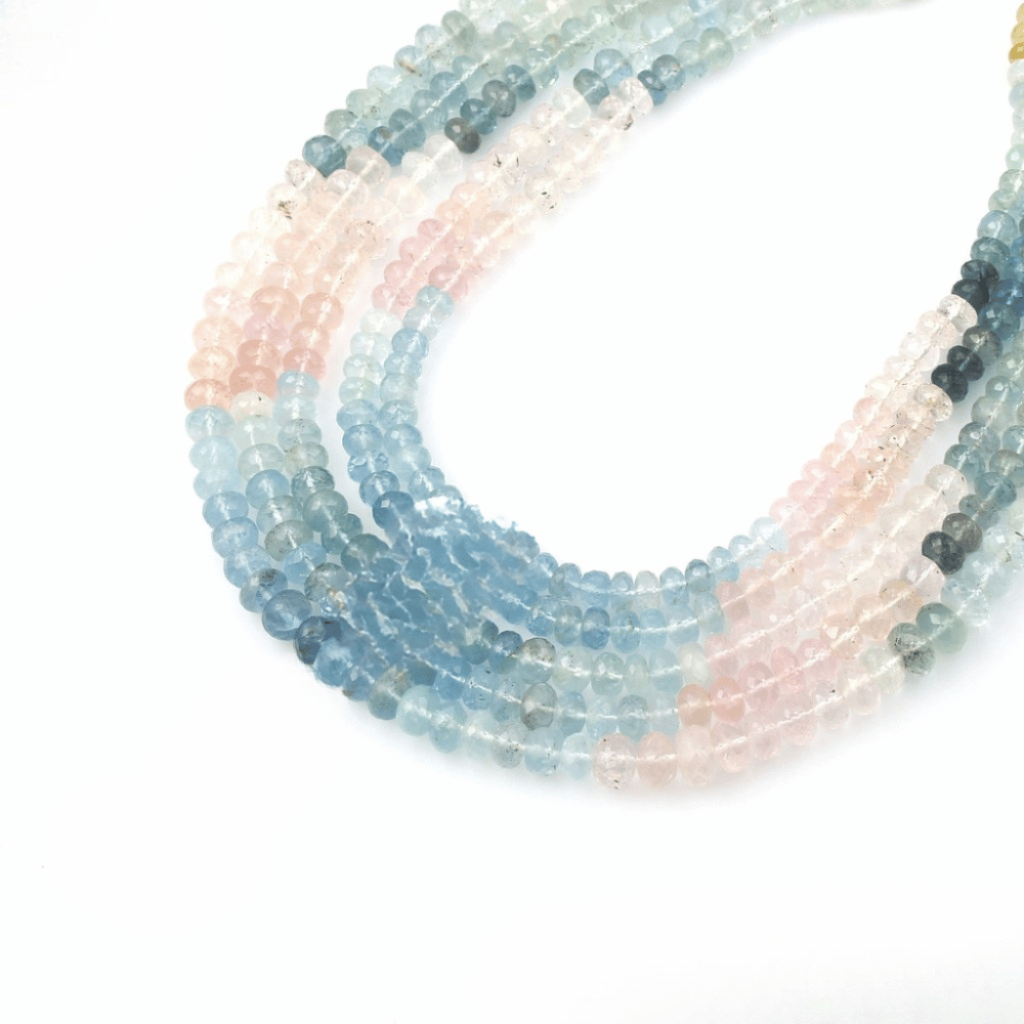 Natural Multi Morganite Round Shape Beaded Necklace 5.5-9mm Approx, Morganite Necklace