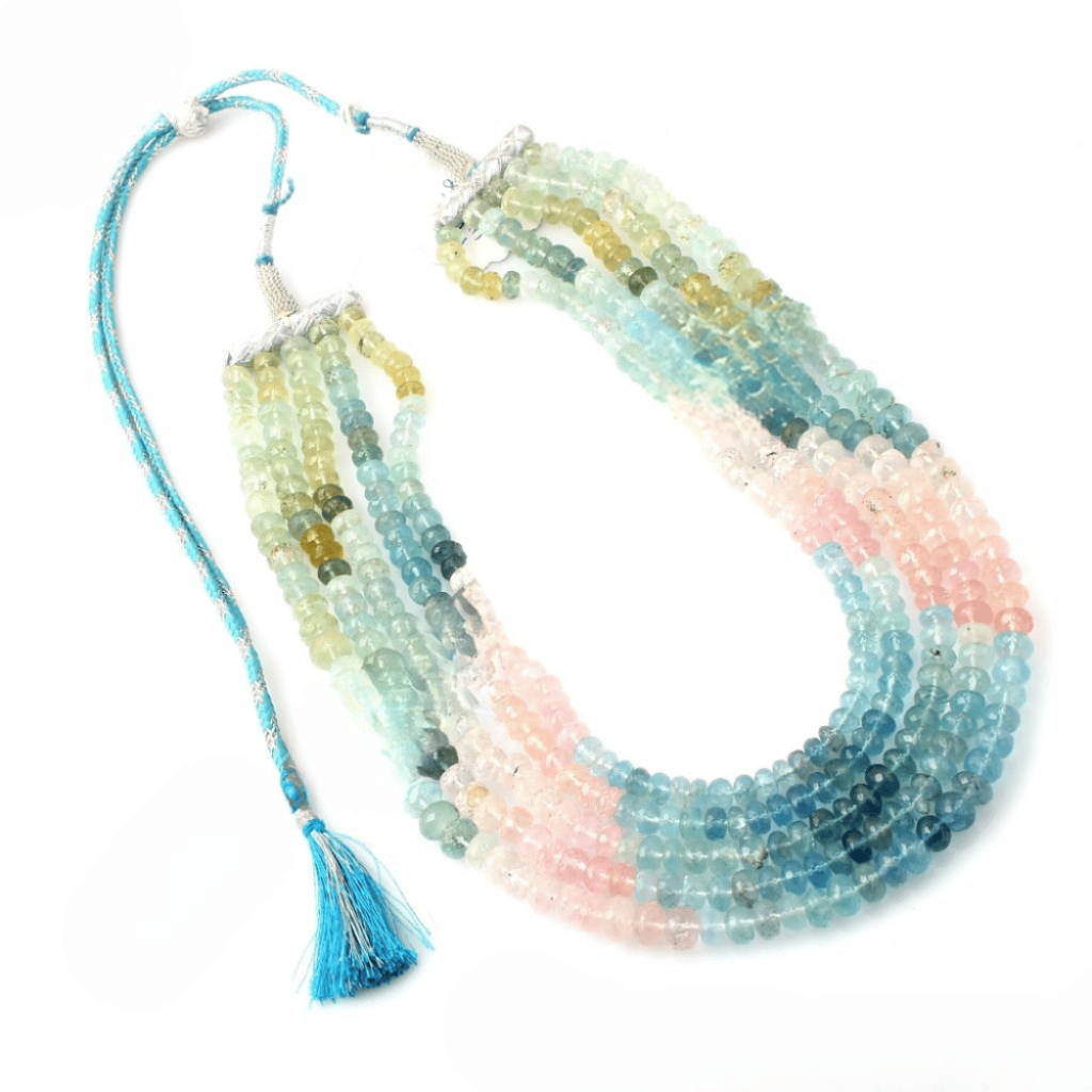 Natural Multi Morganite Round Shape Beaded Necklace 5.5-9mm Approx, Morganite Necklace