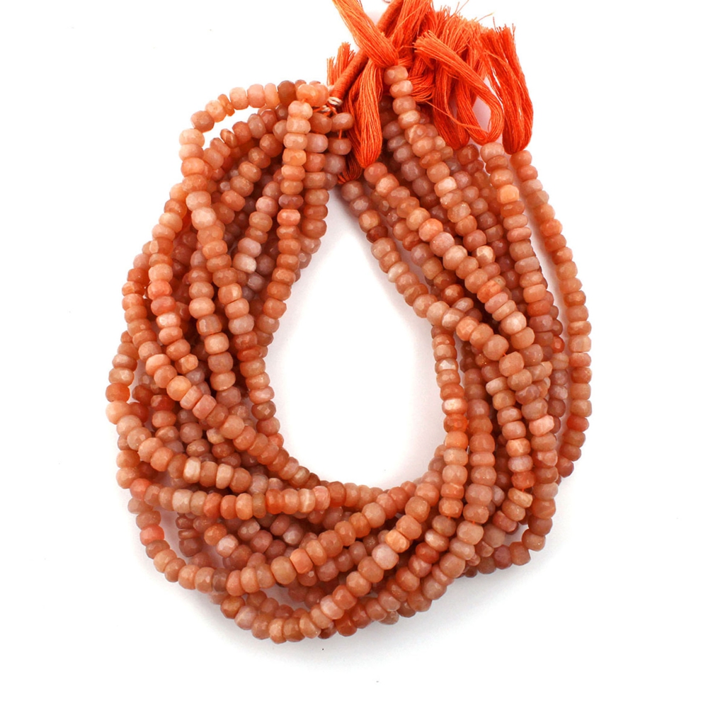 Round Faceted Peach Moonstone 7mm Handmade Beads 11 Strands