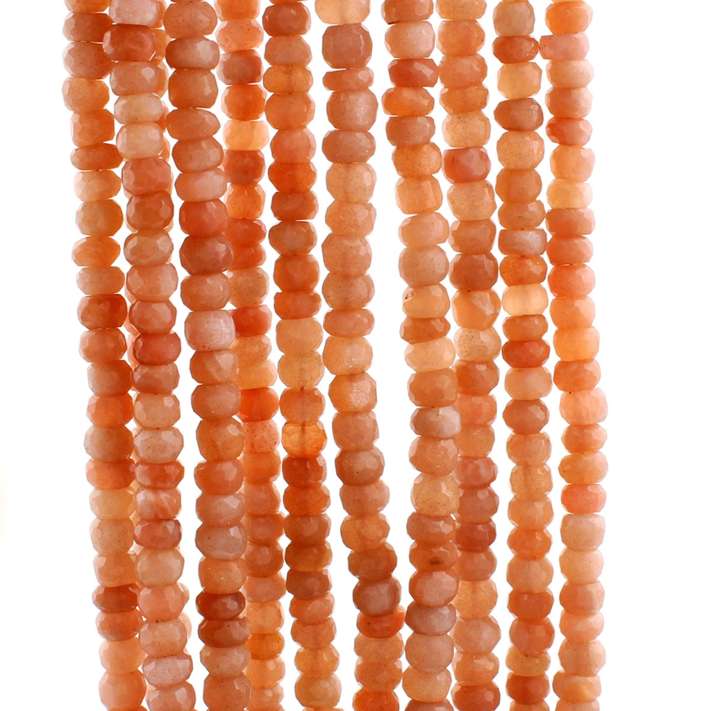 Round Faceted Peach Moonstone 7mm Handmade Beads 11 Strands
