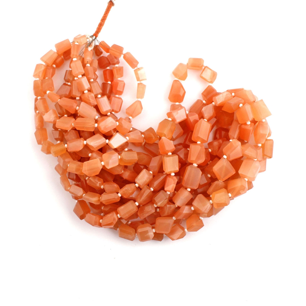 Faceted Peach Moonstone Tumble Gemstone 15 Strands Beads
