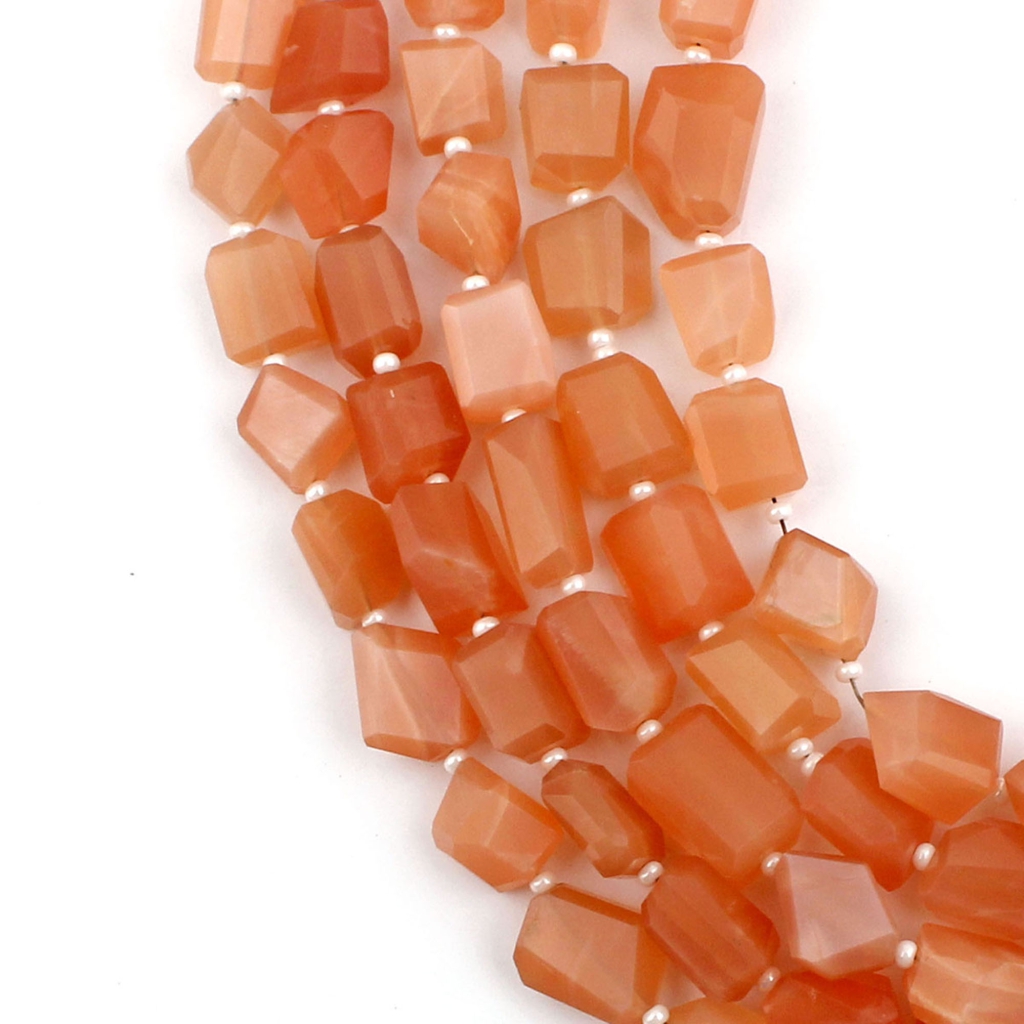 Faceted Peach Moonstone Tumble Gemstone 15 Strands Beads