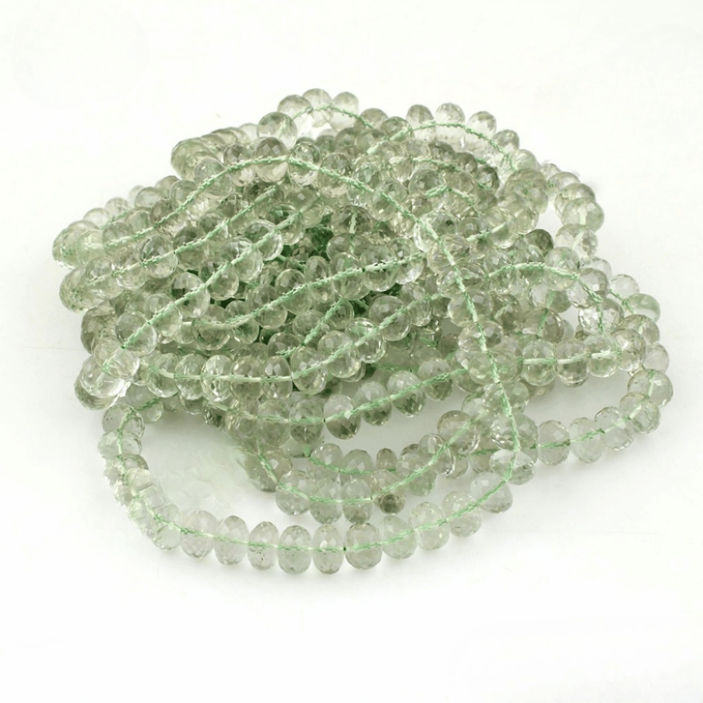 Natural Green Amethyst Round Faceted 9-10mm Beads 18inch 6 strands