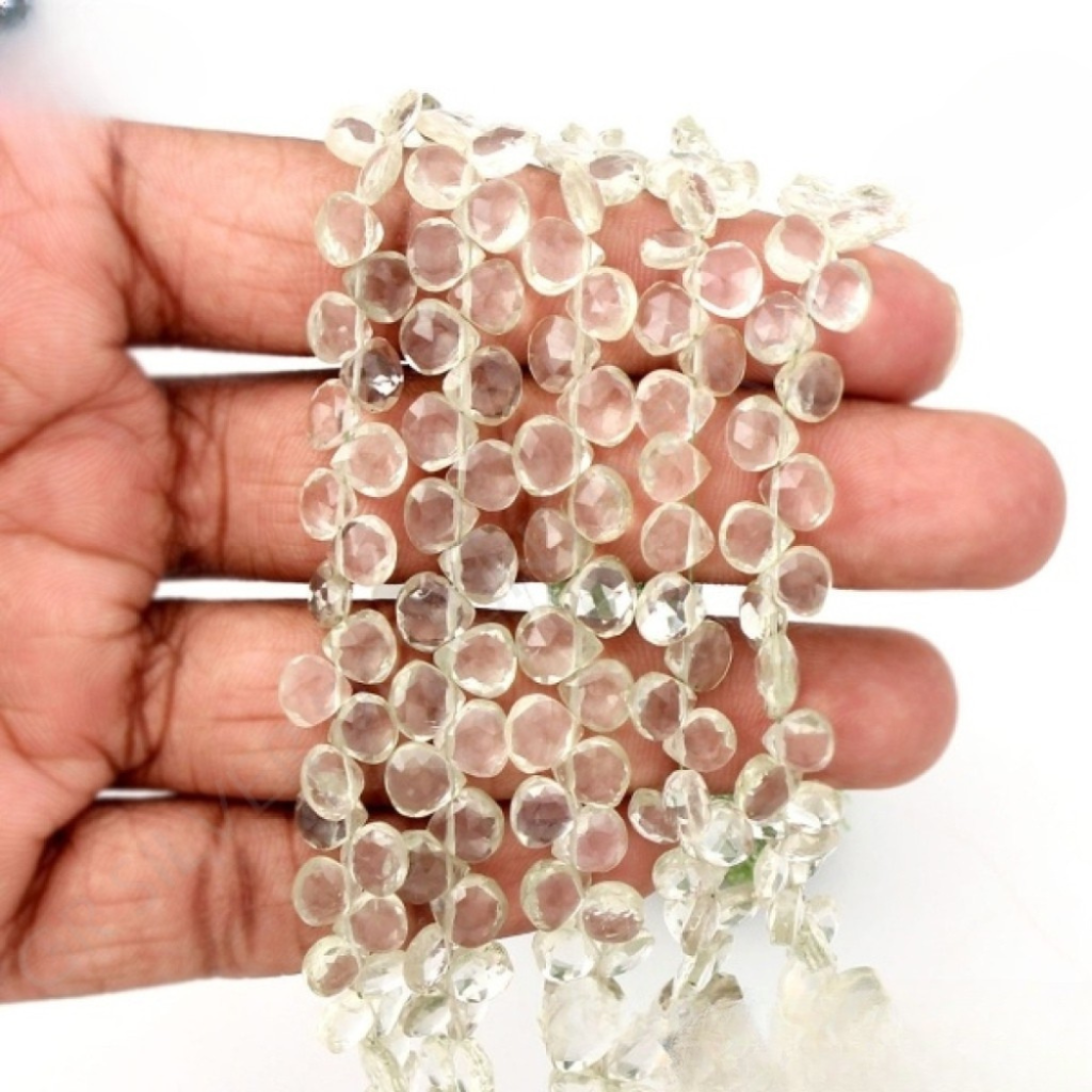 Natural Green Amethyst Faceted Beads, 7mm Approx.