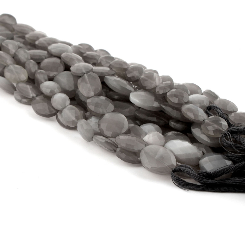 Gray Moonstone Faceted Oval Beads For Jewelry Making
