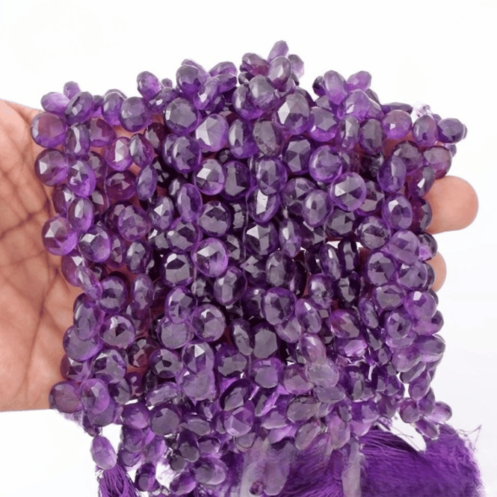 Natural Amethyst Faceted Beads Heart Shape Beads 8-11.5mm Approx Amethyst Beads