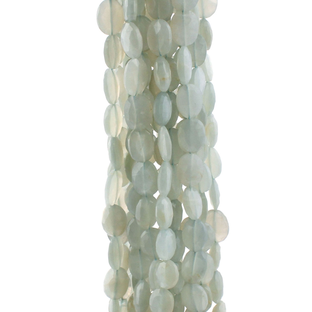 Natural Gray Moonstone Faceted Oval Beads 17 Strands