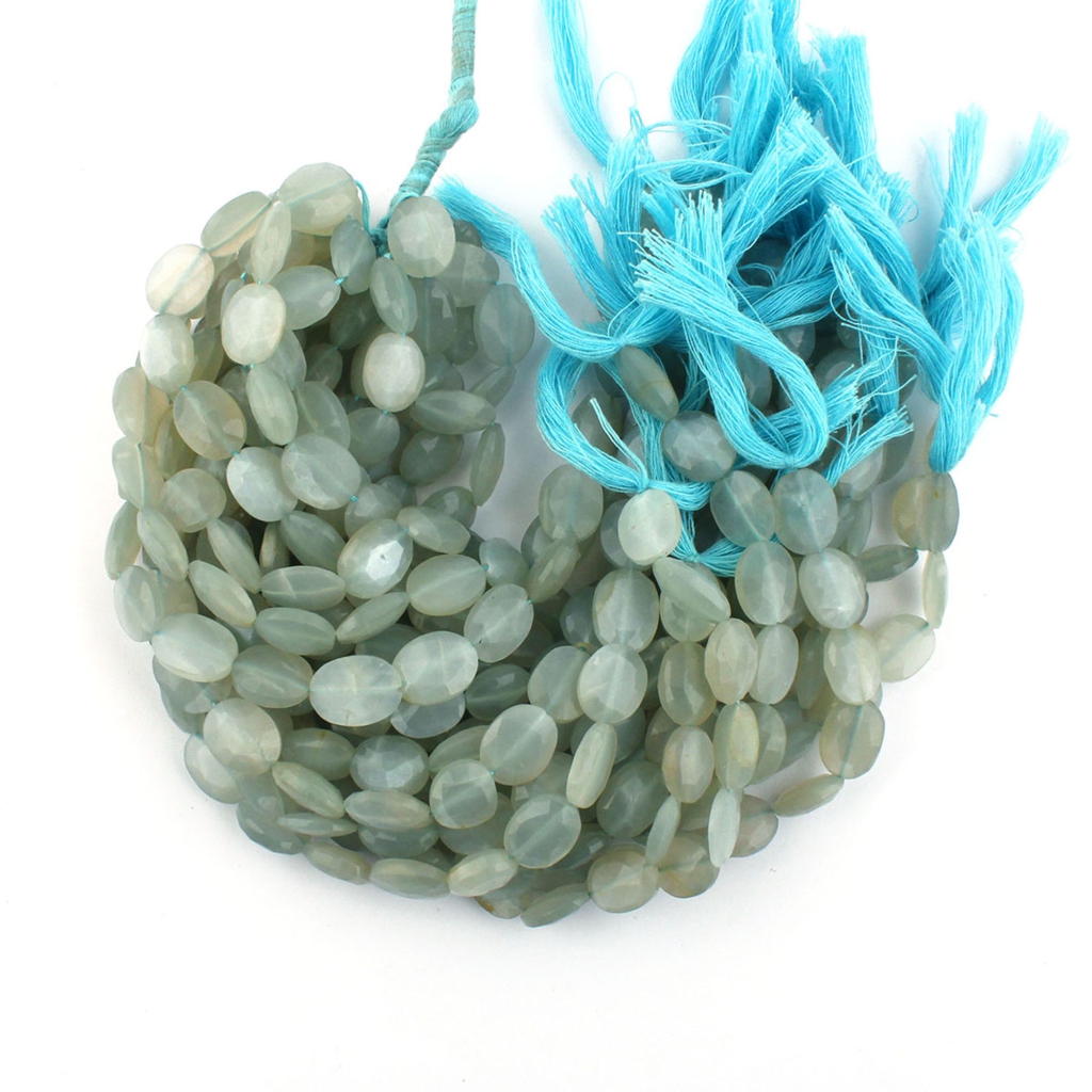 Natural Gray Moonstone Faceted Oval Beads 17 Strands