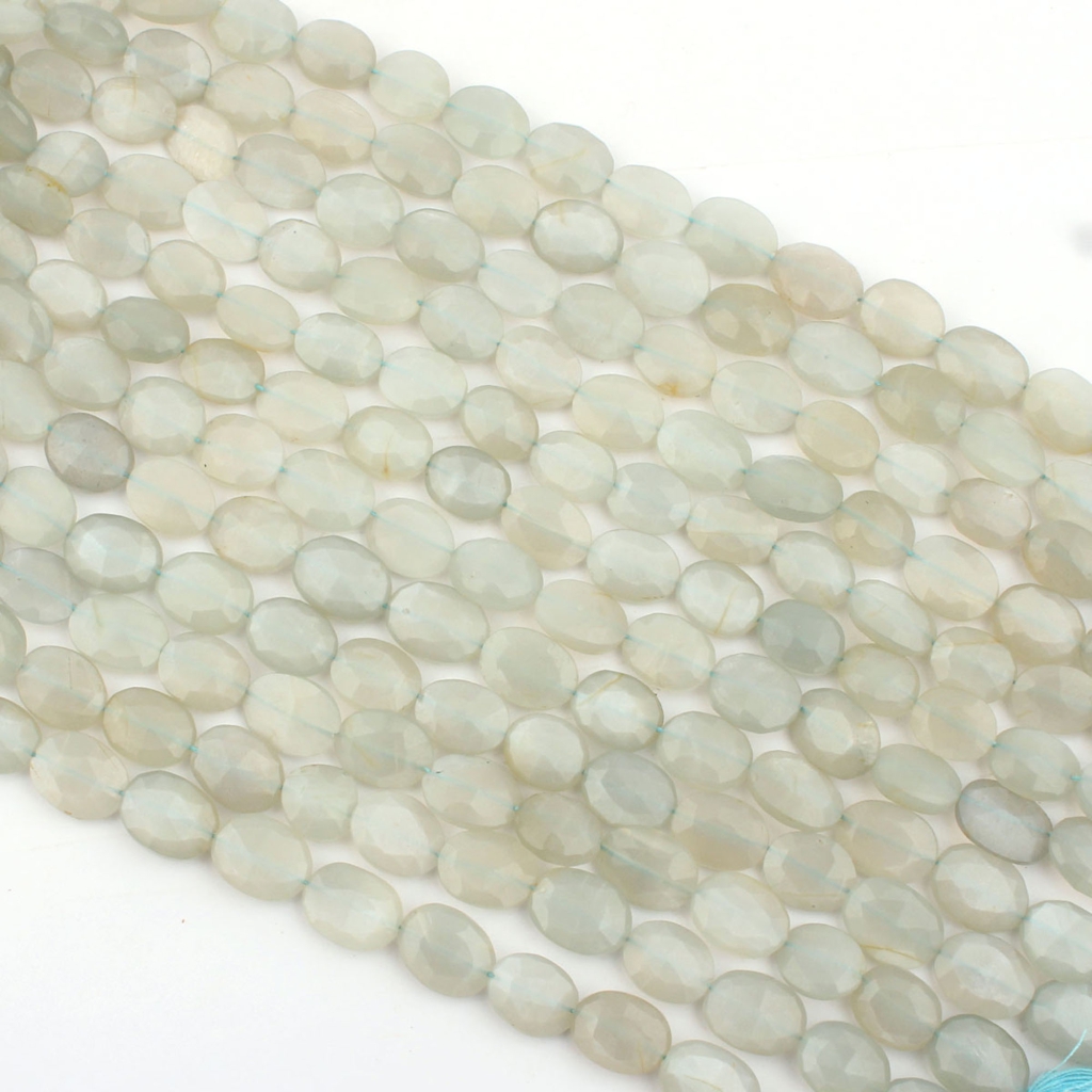 Natural Gray Moonstone Faceted Oval Beads 17 Strands
