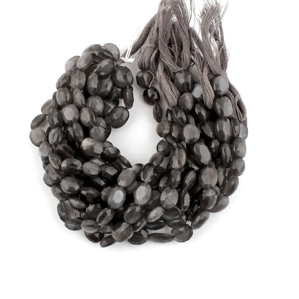 Gray Moonstone Faceted Oval Handmade Gemstone Beads
