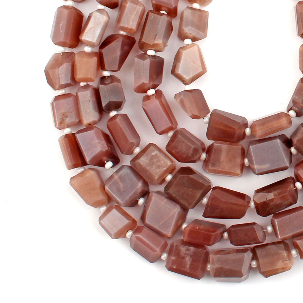 Chocolate Moonstone Handmade Faceted Tumbles 16 Inches Beads
