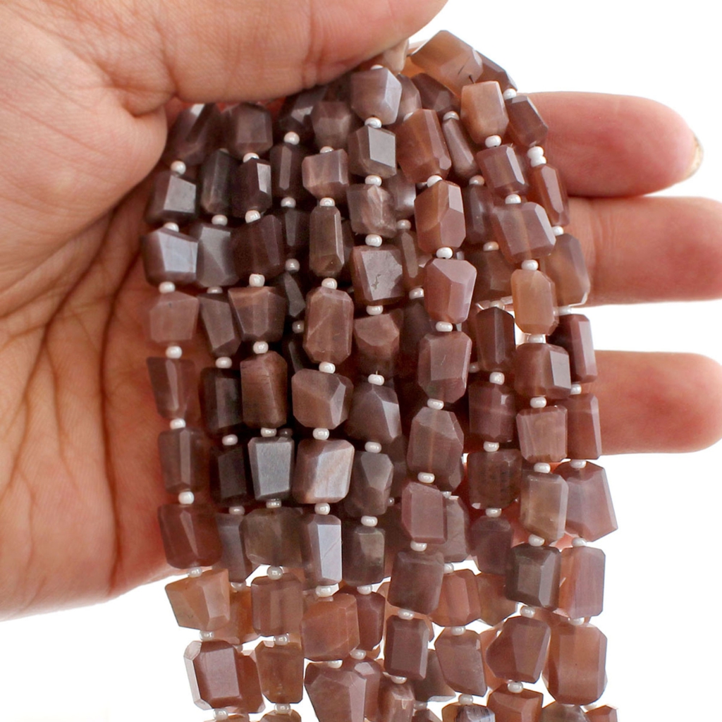 Chocolate Moonstone Handmade Faceted Tumbles 16 Inches Beads