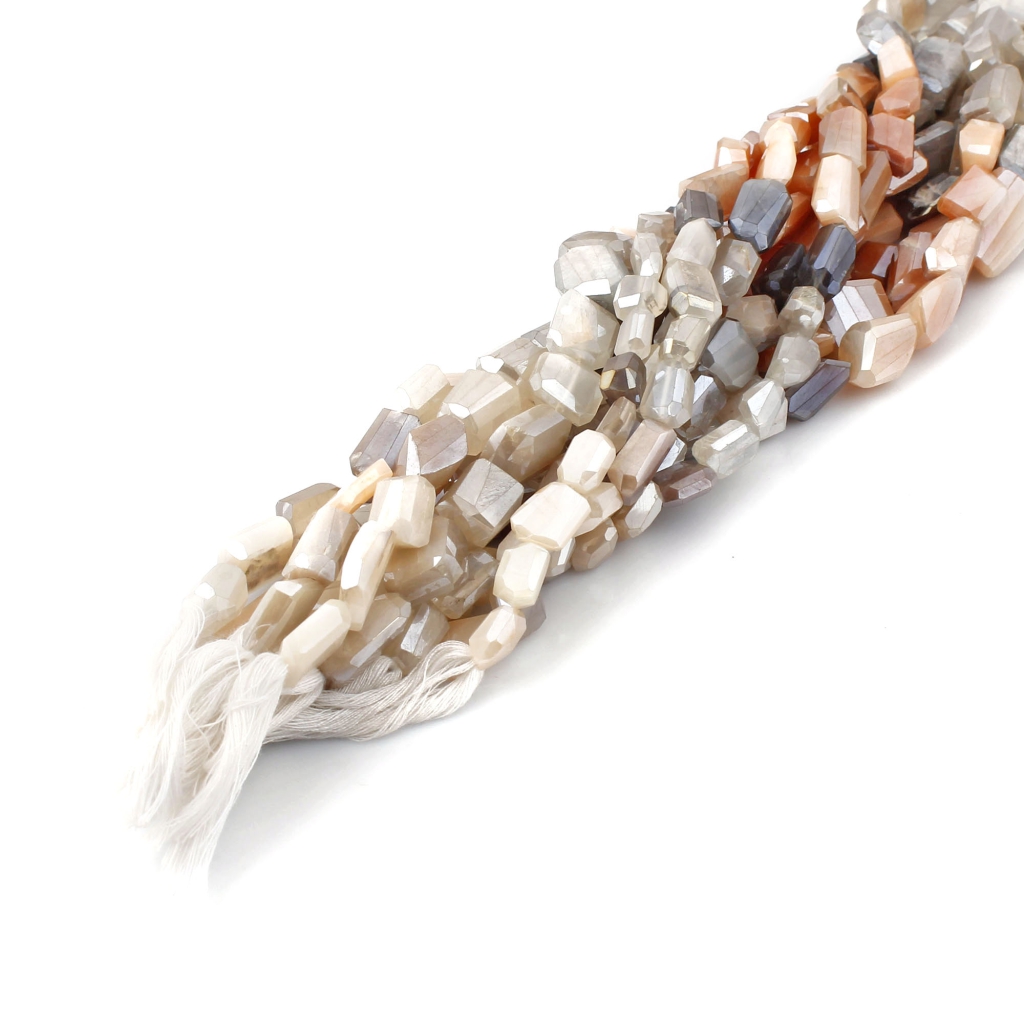 Moonstone Beads, Natural Multi Moonstone Faceted Tumbles Shape 12-22mm Handmade Gemstone Beads