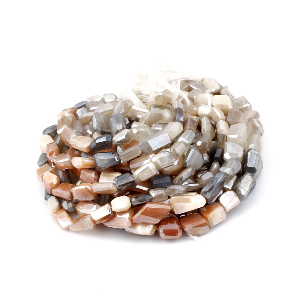 Moonstone Beads, Natural Multi Moonstone Faceted Tumbles Shape 12-22mm Handmade Gemstone Beads