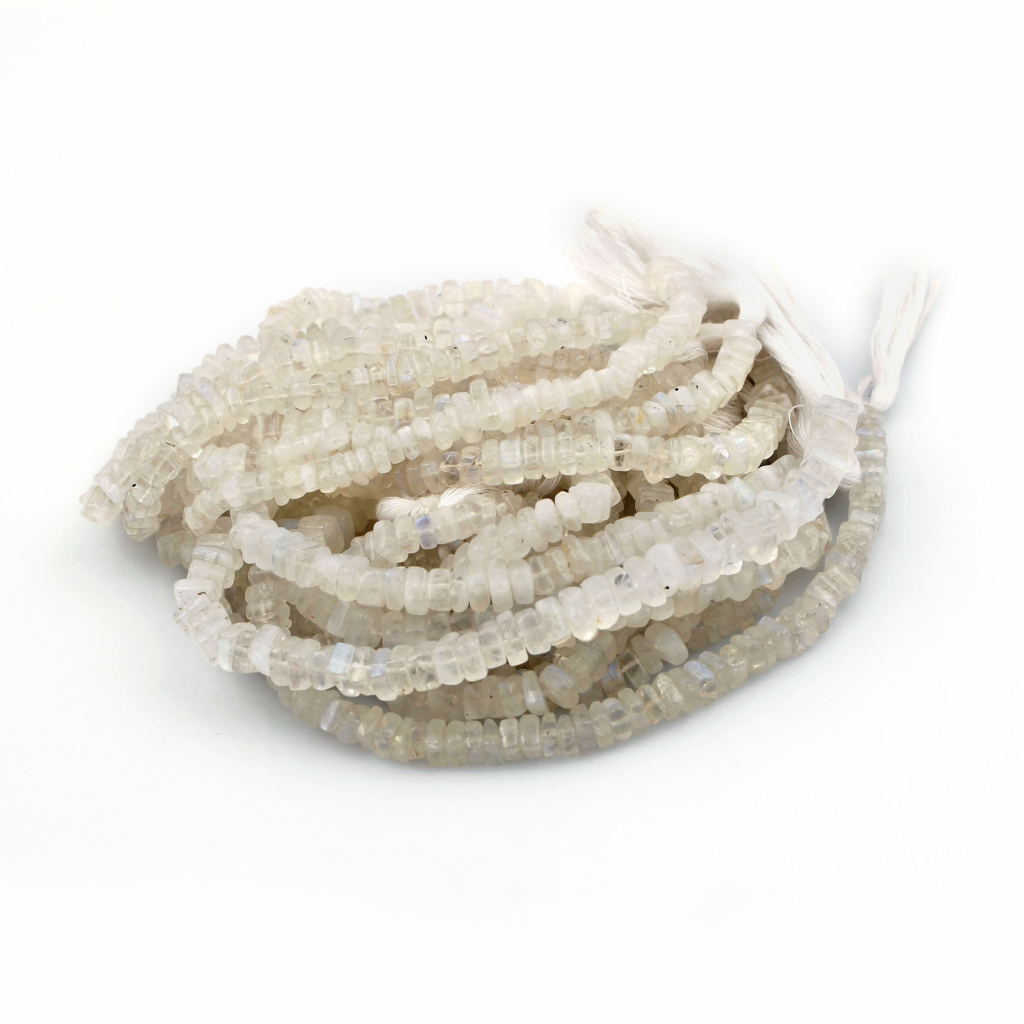 Moonstone Beads, Natural Rainbow Moonstone Gemstone Heishi Beads Square Shape 4.5-6mm