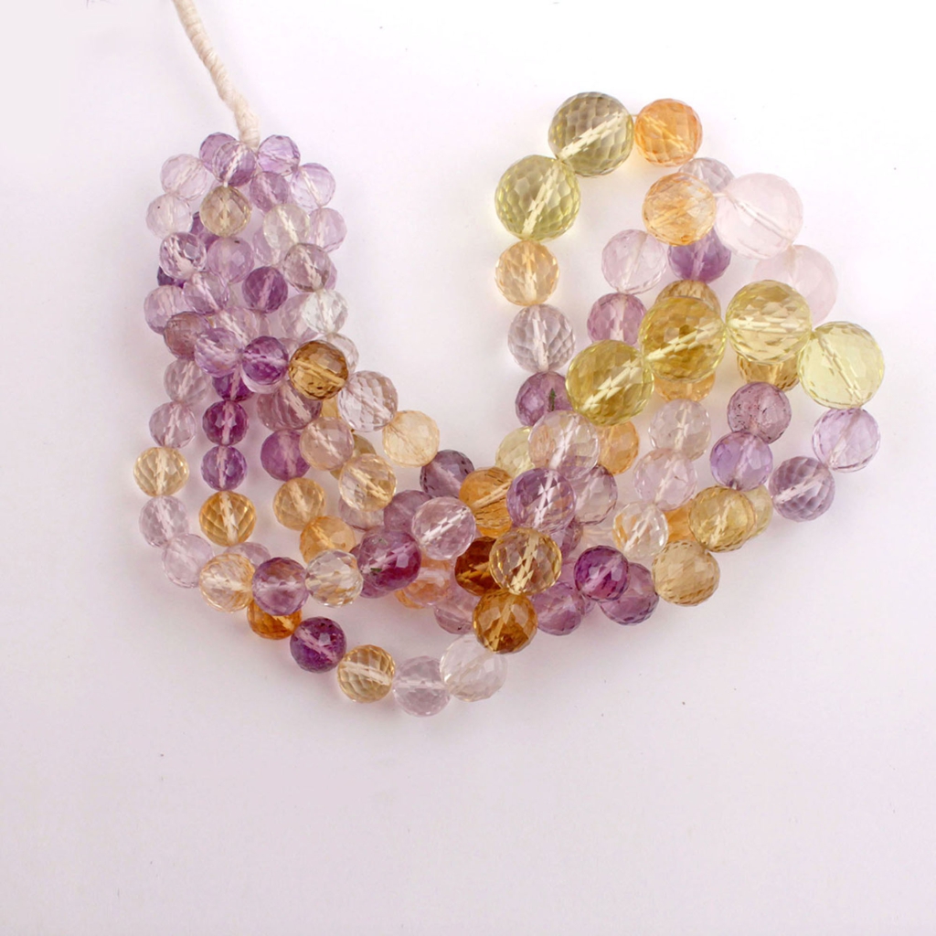 Multi Quartz Balls Shape Handmade 3 Strands Beads For Jewelry