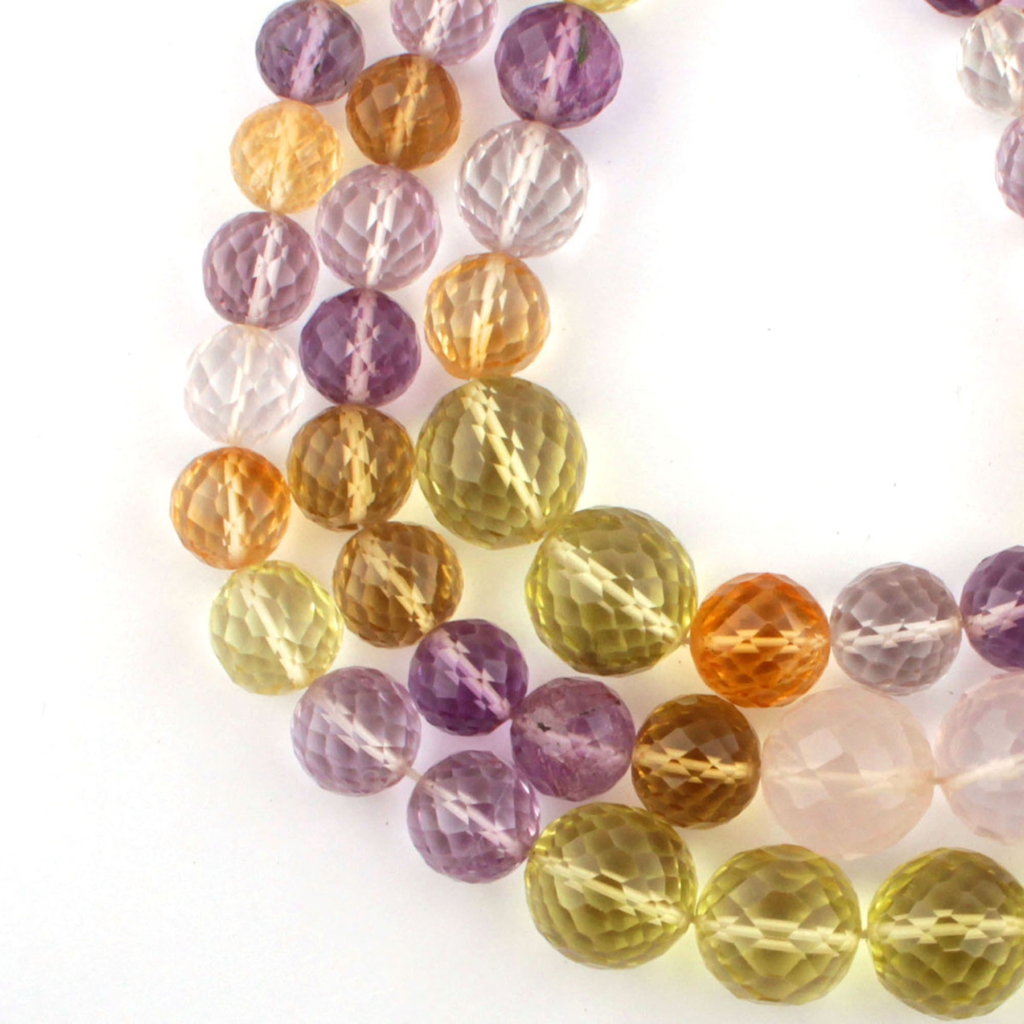 Multi Quartz Balls Shape Handmade 3 Strands Beads For Jewelry