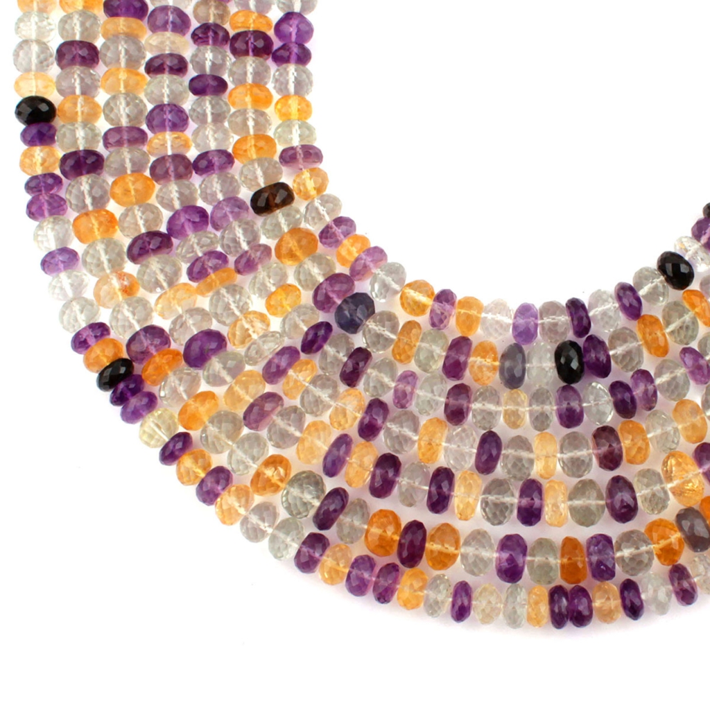 Faceted Multi Quartz Round 9mm Handmade Beads For Jewelry Making