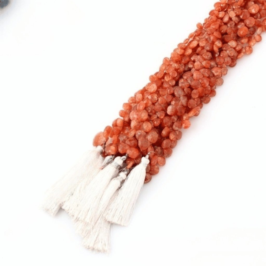 Natural Sunstone Beads, Faceted Beads, 6-8.5 mm Approx.