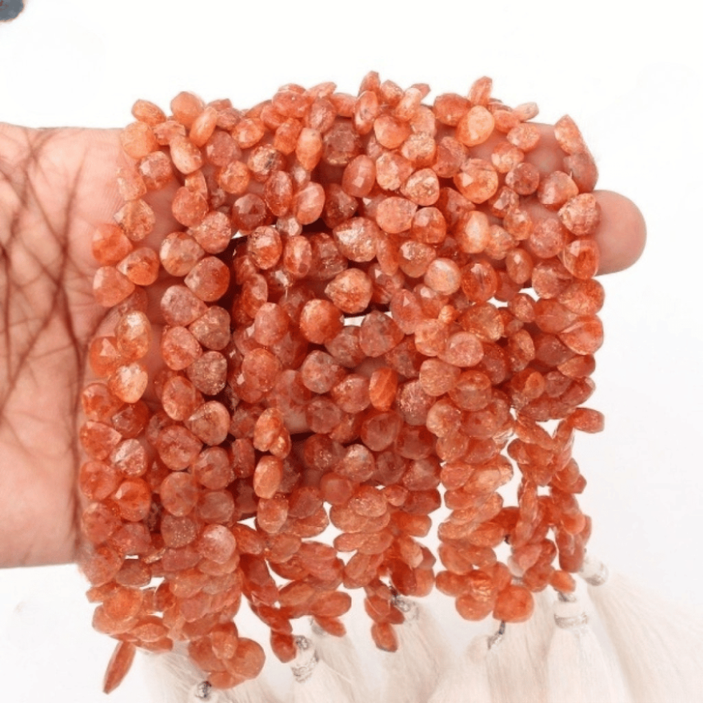 Natural Sunstone Beads, Faceted Beads, 6-8.5 mm Approx.
