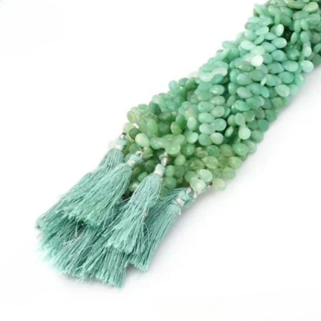 Natural Chrysoprase Pear Shape Gemstone Beads 7.5-10.5mm Approx.