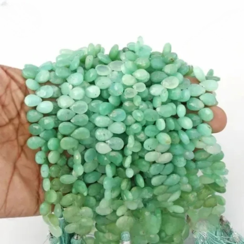 Natural Chrysoprase Pear Shape Gemstone Beads 7.5-10.5mm Approx.