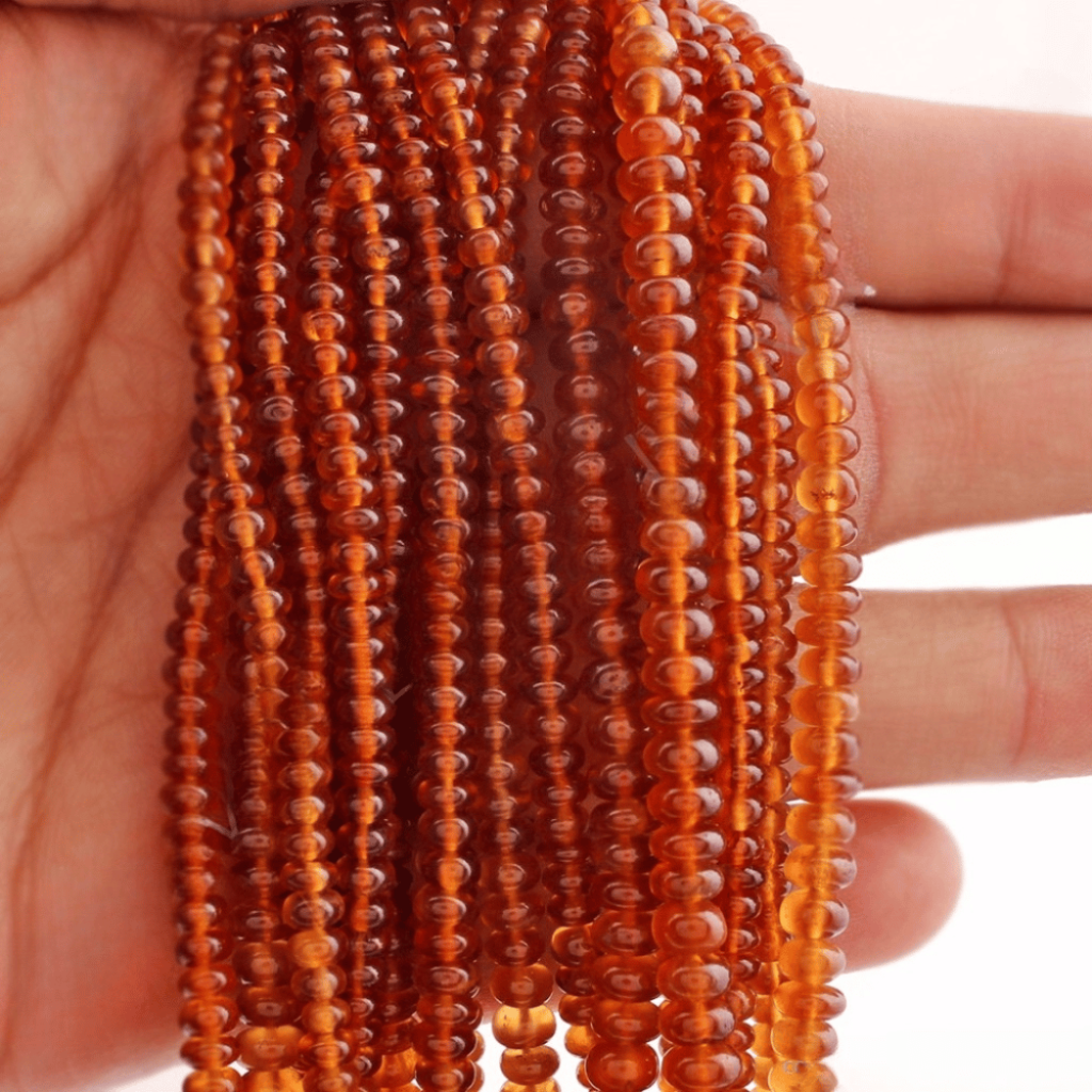 Hessonite Garnet Plain Round Gemstone Beads 5 Strands 17"