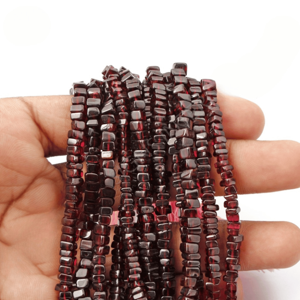 Garnet Beads, Rhodolite Garnet Gemstone Heishi Beads Square Shape 4-5mm Approx