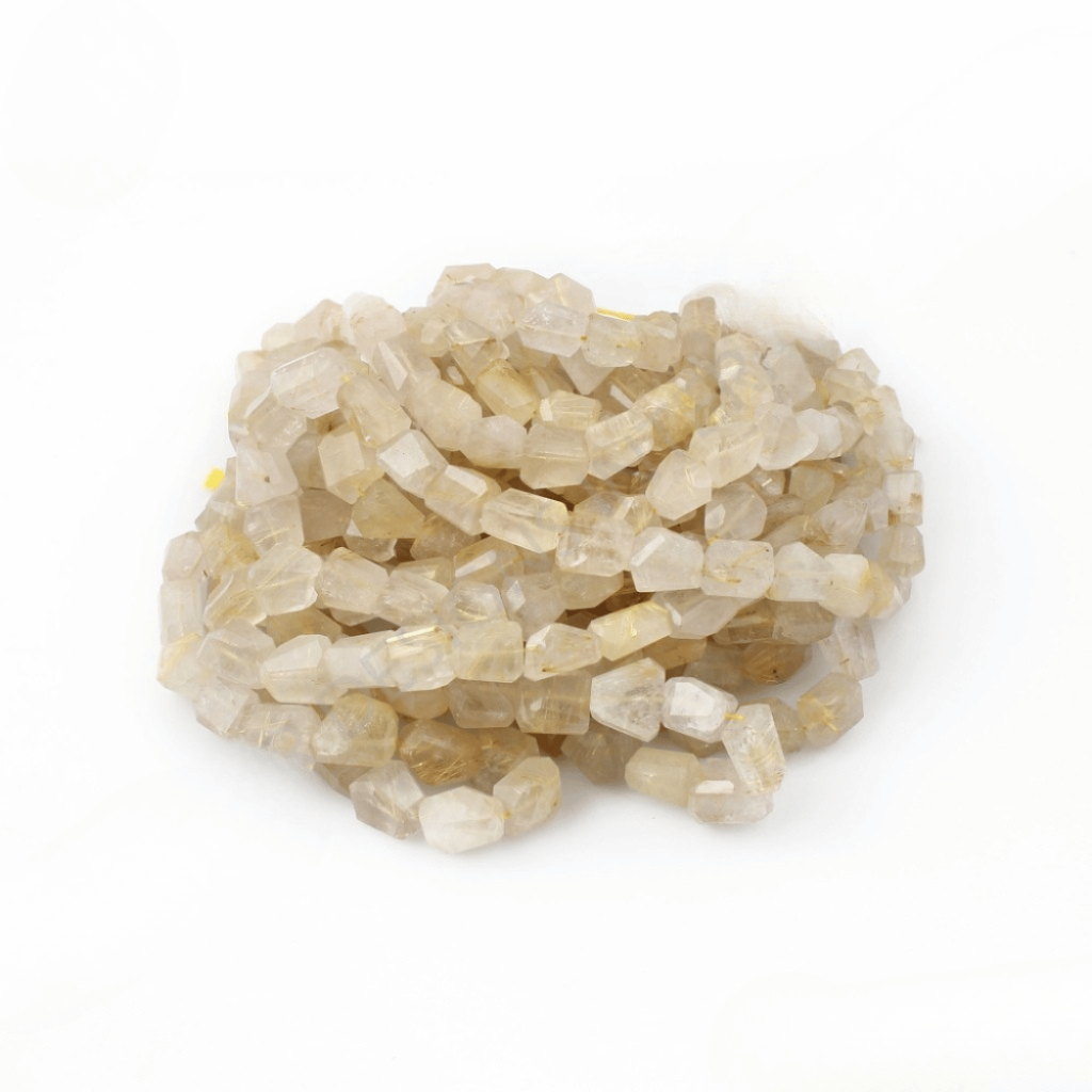 Natural Golden Rutile Quartz Faceted Tumble 15 Strands Beads
