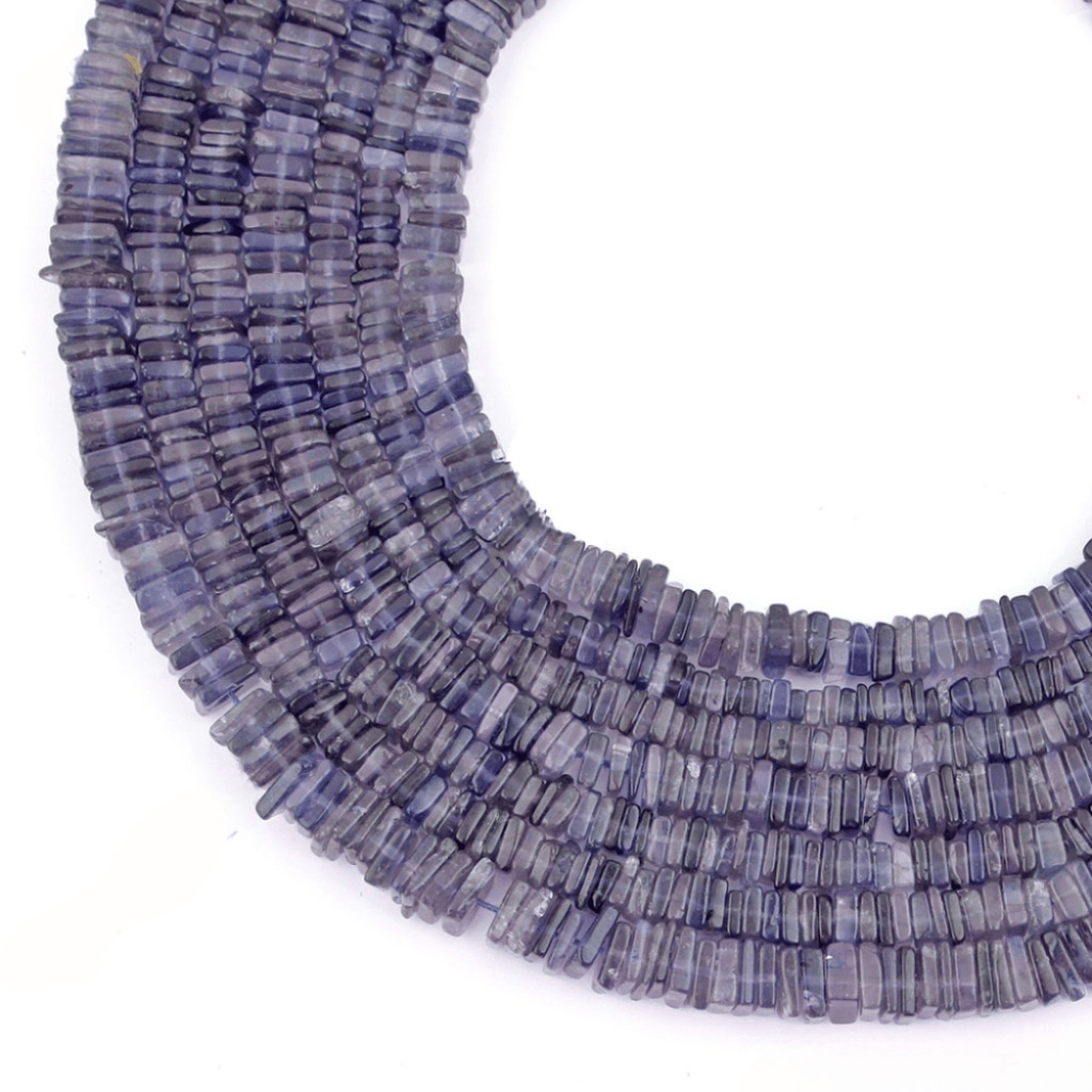 Natural Iolite 4-6mm Square Shape Smooth Gemstone Beads