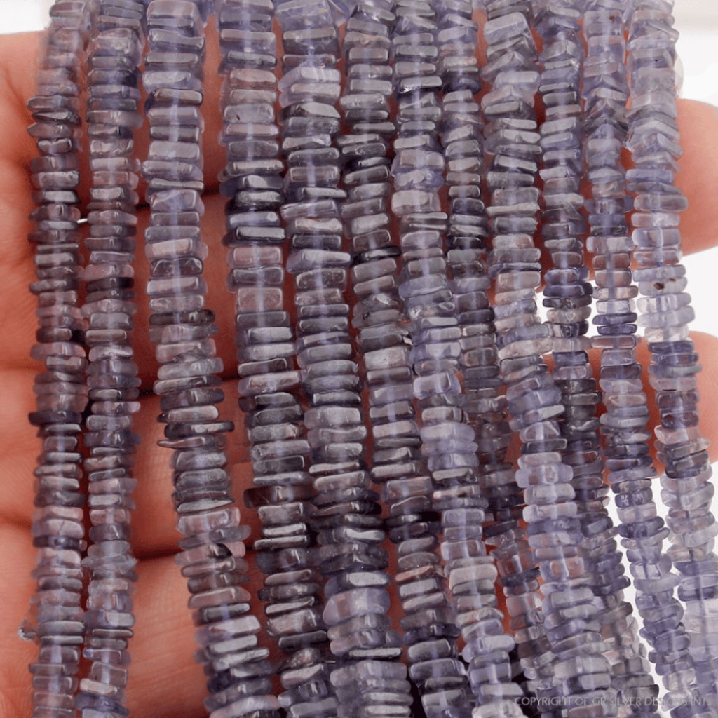 Natural Iolite 4-6mm Square Shape Smooth Gemstone Beads