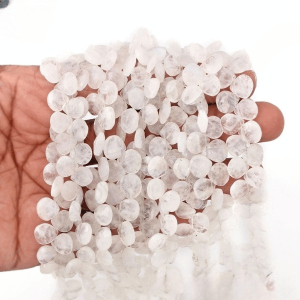 Moonstone Beads, Rainbow Moonstone Pear Shape Gemstone Beads 7-11mm 5 Strands