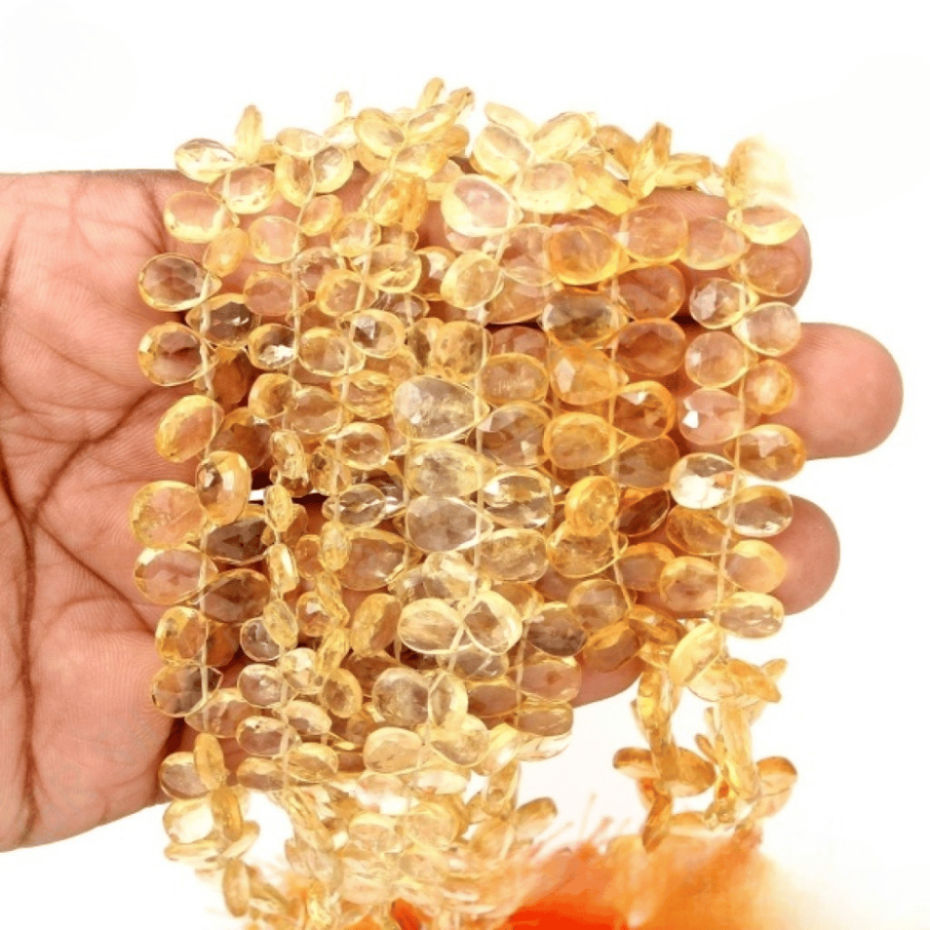 Citrine Heart Shape Beads, Natural Citrine Faceted Beads 7-10.5 mm Approx.
