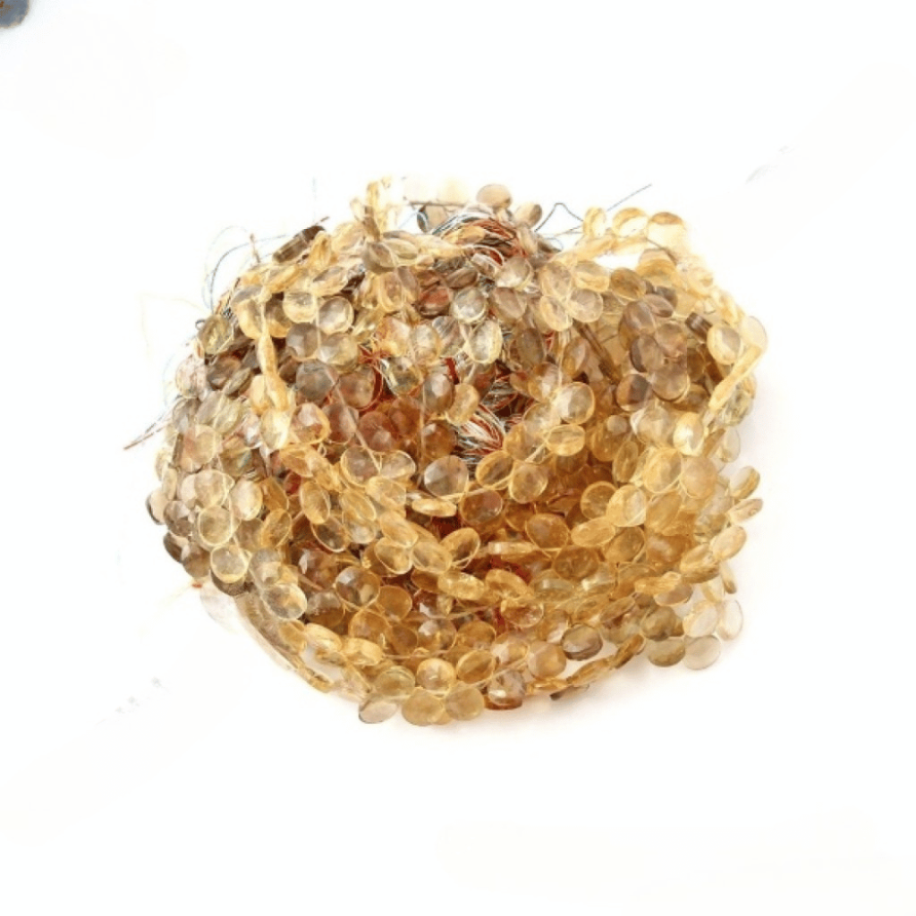 Light Citrine Beads, Natural Light Citrine Heart Shape Faceted Beads, 6.5-10.5 mm Beads